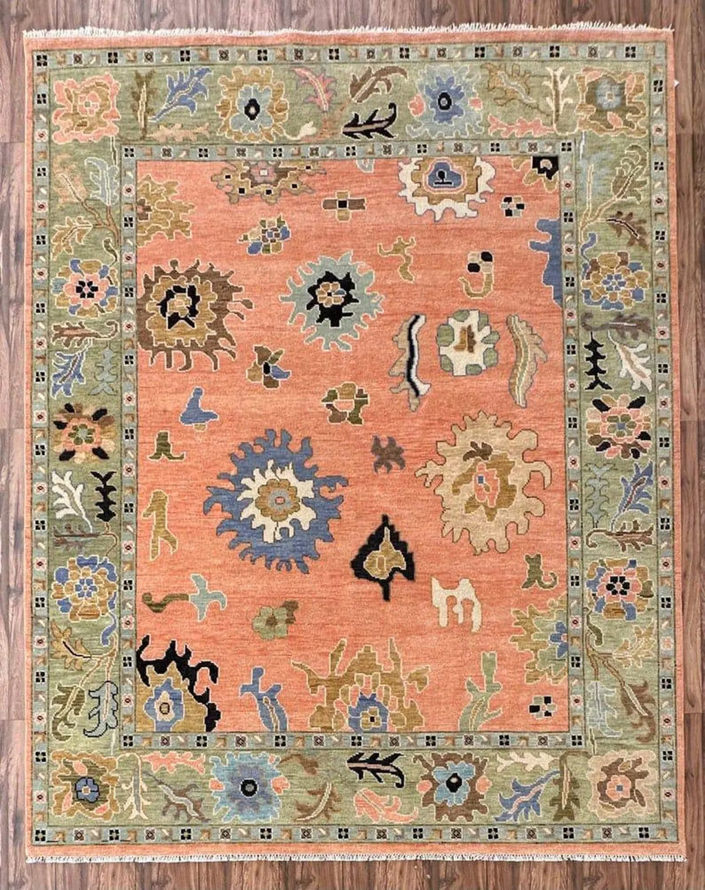 Rust Oushak Hand-Knotted Wool Rug