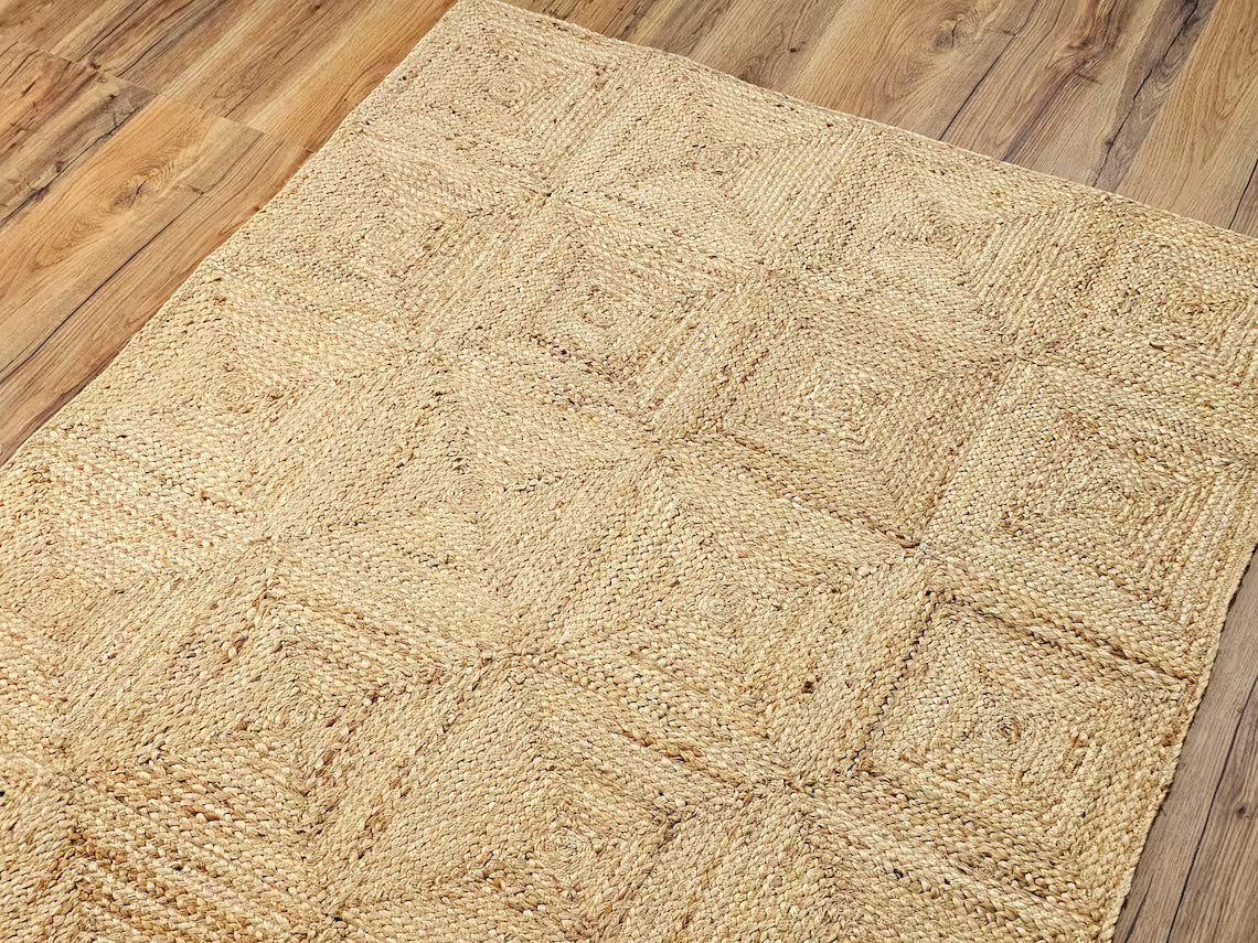 Natural Beige Box Handmade Braided Jute Carpet