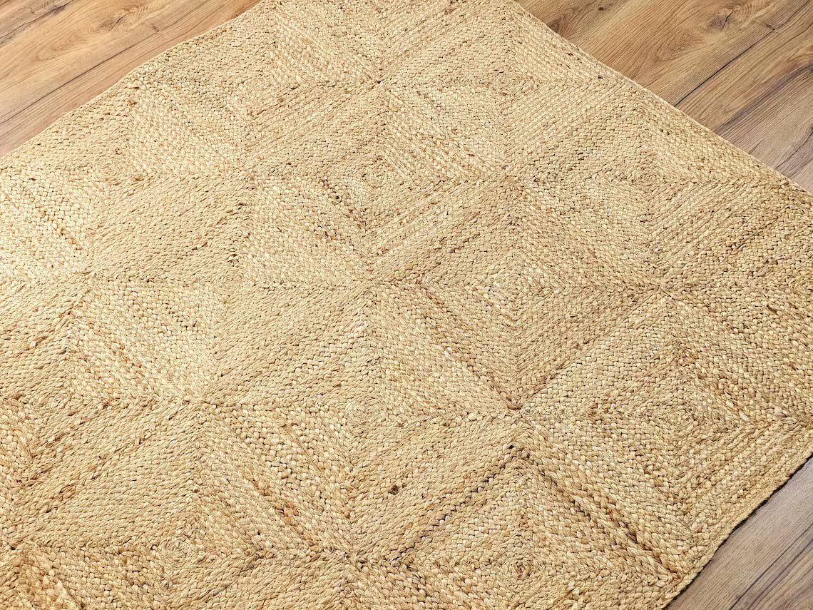 Natural Beige Box Handmade Braided Jute Carpet