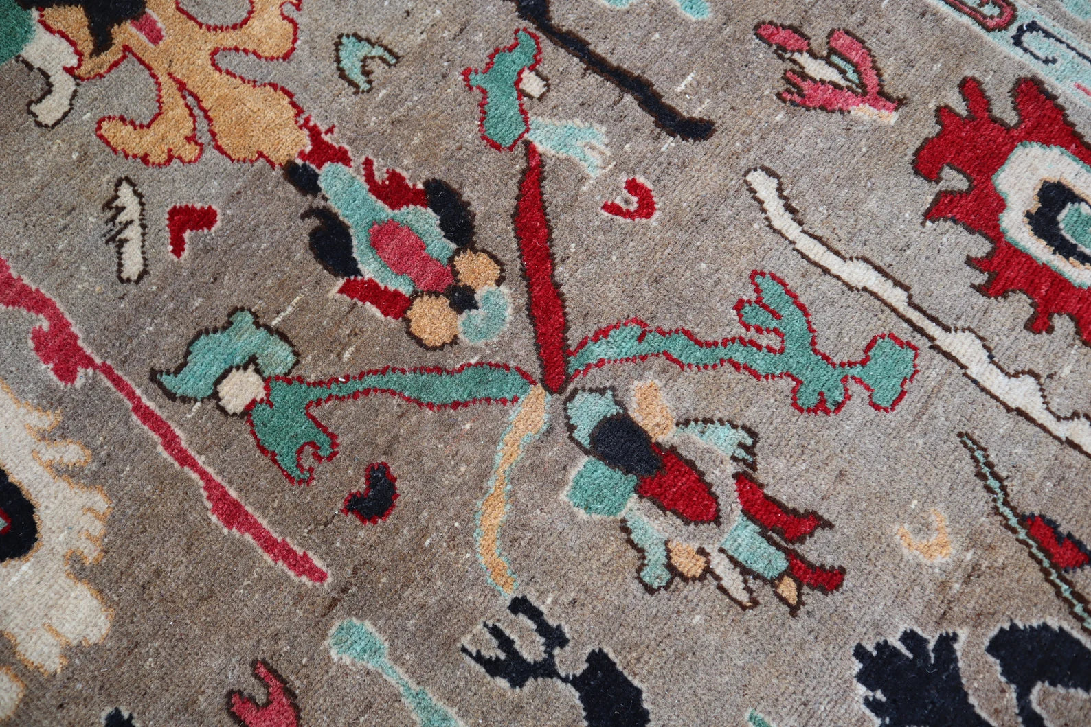 Lite Brown Oushak Hand-Knotted Wool Rug