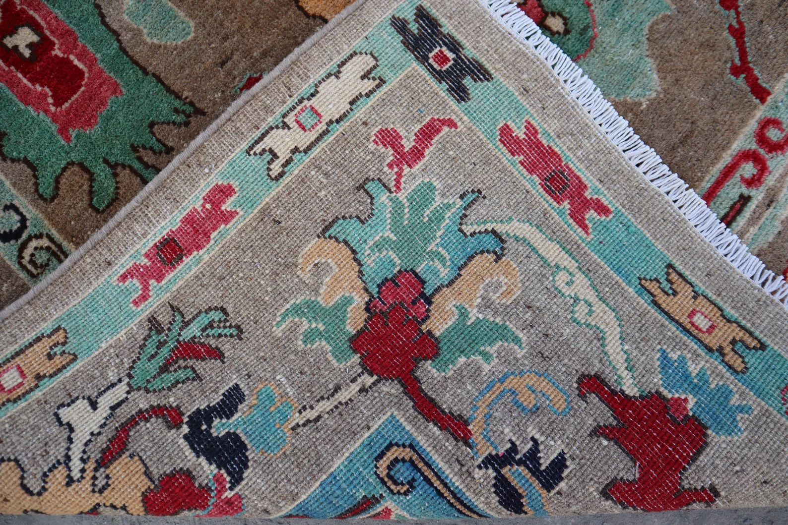 Lite Brown Oushak Hand-Knotted Wool Rug