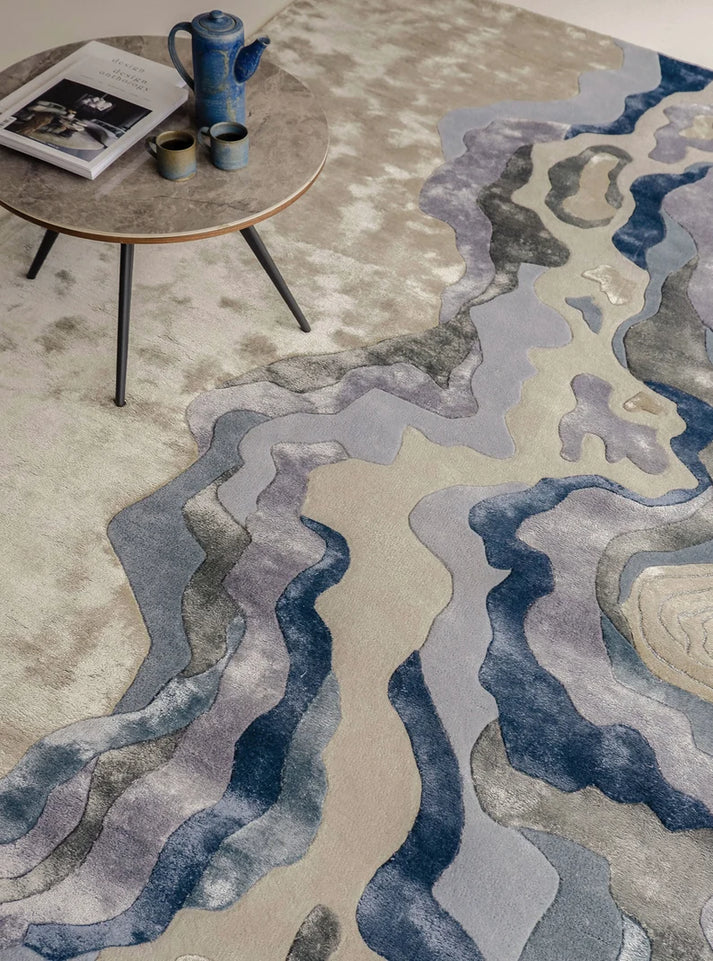 Multicolor Viscose Silk & Wool Hand-Tufted Rug