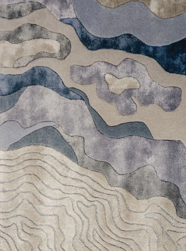 Multicolor Viscose Silk & Wool Hand-Tufted Rug