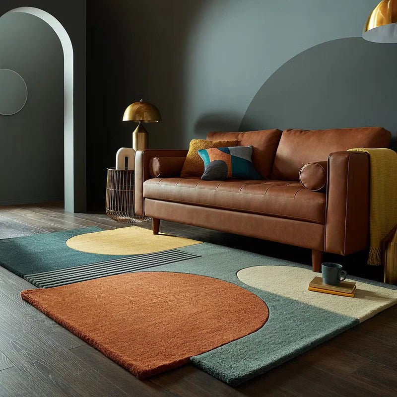 Multicolor Hand-Tufted Woolen Rug | Irregular Handmade Carpet