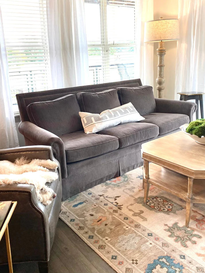 Ivory & Beige Oushak Hand-Knotted Wool Rug