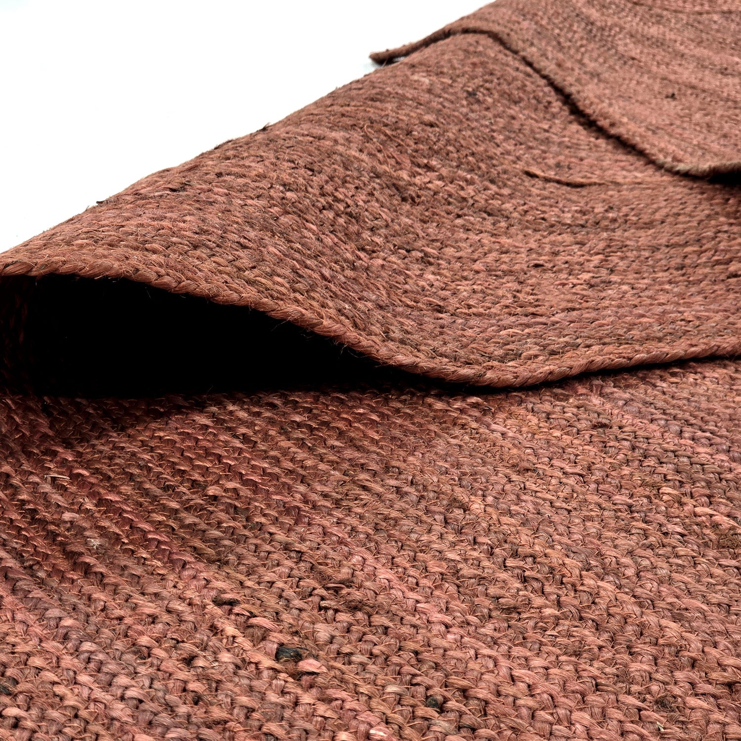 Chestnut Color Handmade Braided Jute Carpet