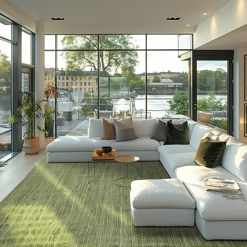 Olive Green Color Handmade Braided Jute Carpet