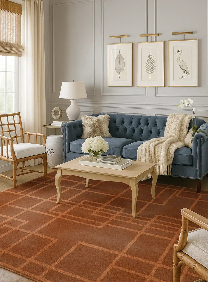 Rust Color Hand-Tufted 100% New Zealand Wool Rug