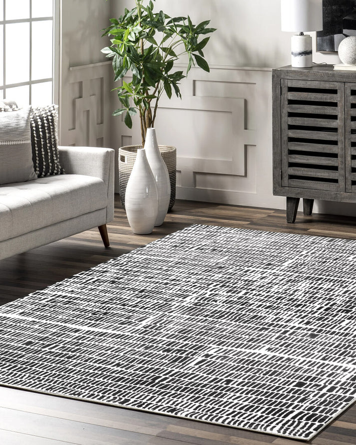 B&W Color Hand-Tufted 100% New Zealand Wool Rug