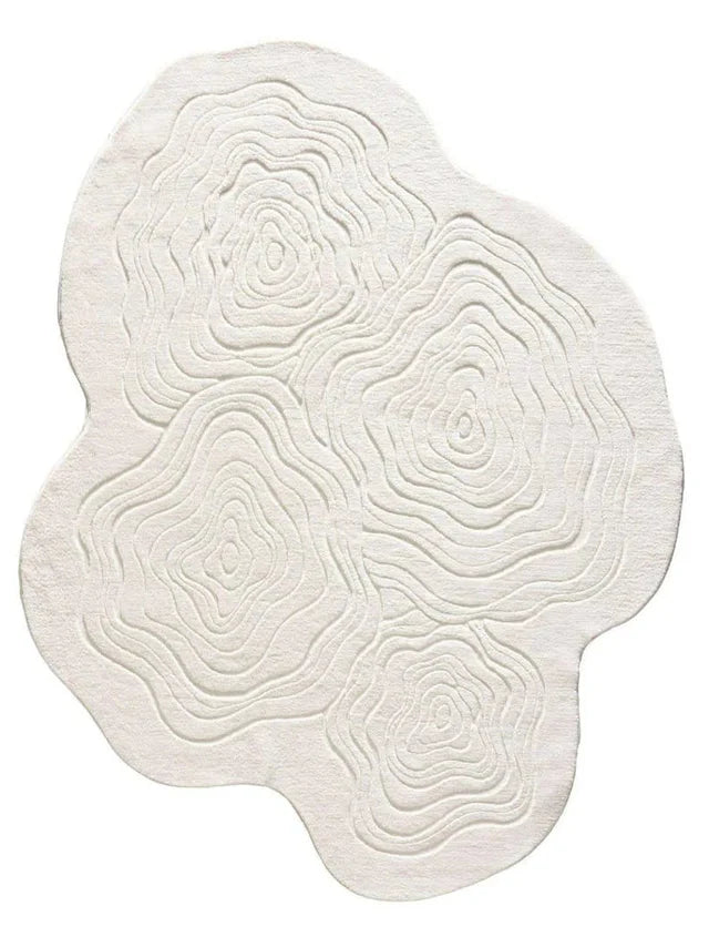 Ivory Color Premium Handmade Woolen Irregular Rug