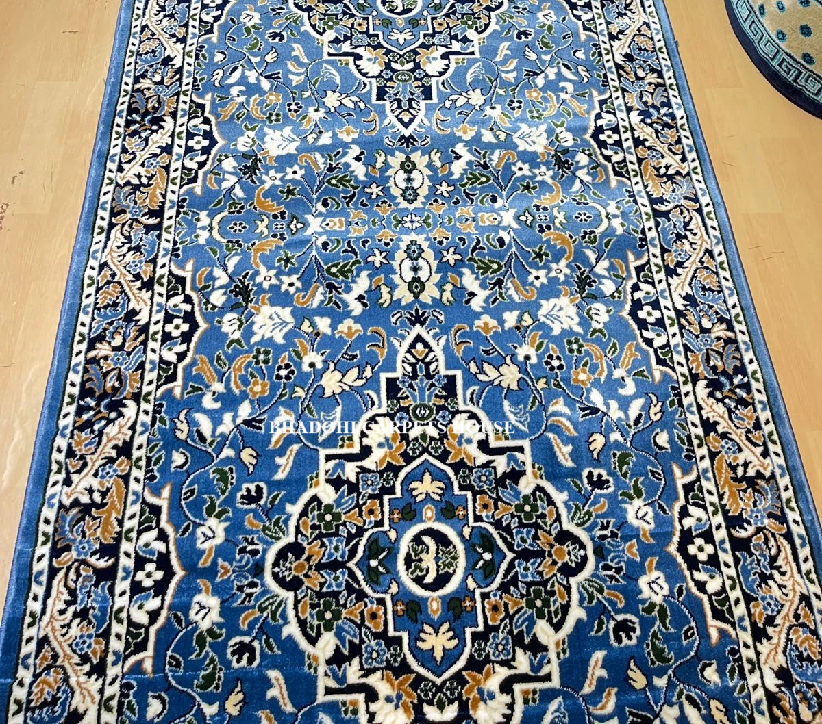 Blue Turkish Janamaz Roll – Imported Masjid Carpet | 15mm Ultra Soft & Luxurious Mosque Prayer Mat