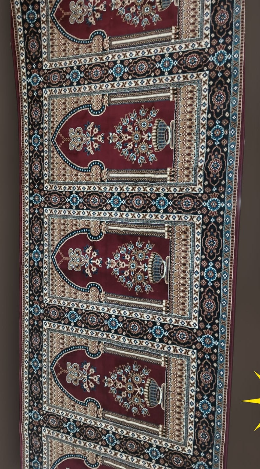 Maroon Turkish Janamaz Roll – Imported Masjid Carpet | 15mm Ultra Soft & Luxurious Mosque Prayer Mat