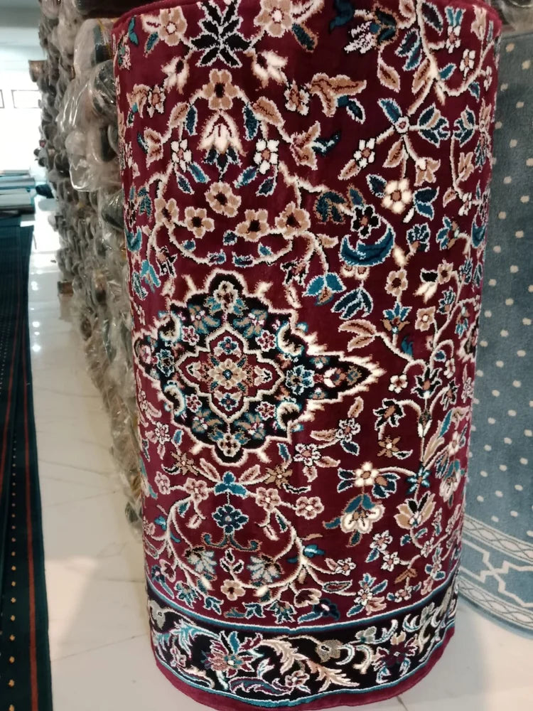 Maroon Turkish Janamaz Roll – Imported Masjid Carpet | 15mm Ultra Soft & Luxurious Mosque Prayer Mat