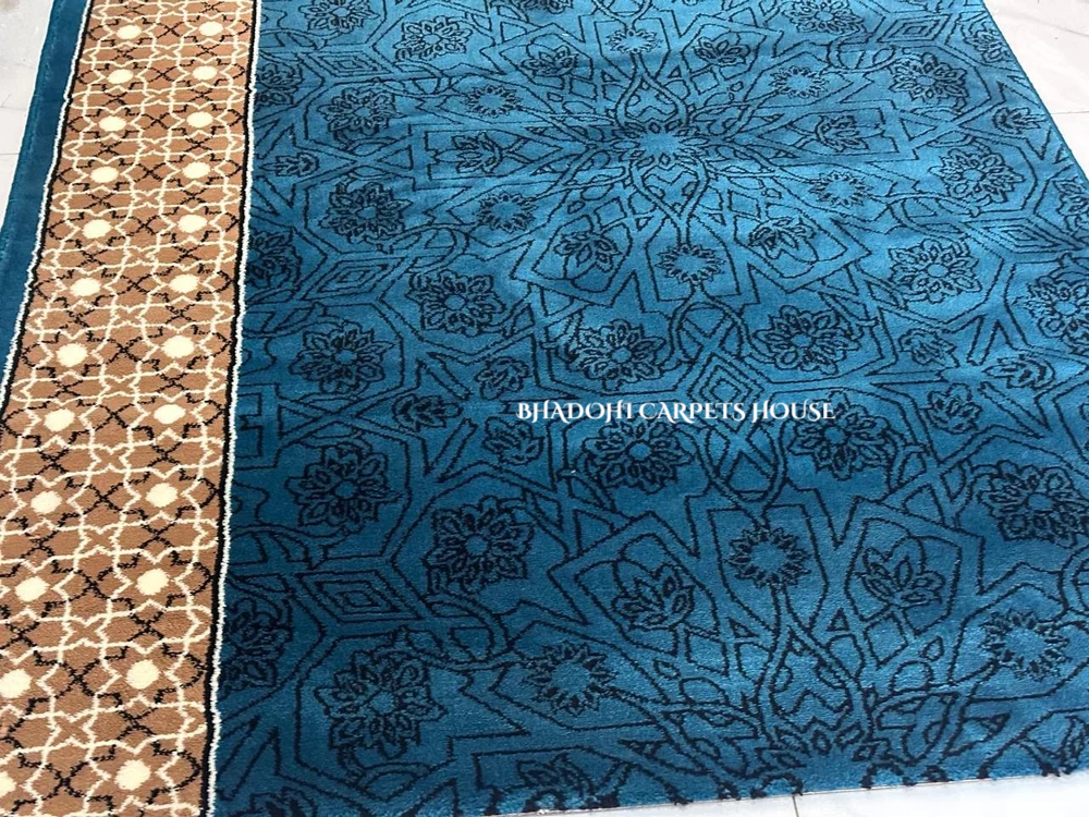 Blue Turkish Janamaz Roll – Imported Masjid Carpet | 15mm Ultra Soft & Luxurious Mosque Prayer Mat