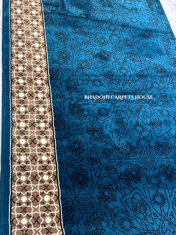 Blue Turkish Janamaz Roll – Imported Masjid Carpet | 15mm Ultra Soft & Luxurious Mosque Prayer Mat
