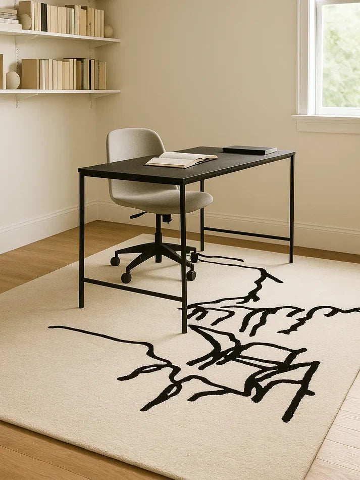 Black & White Color Hand-Tufted 100% New Zealand Wool Rug