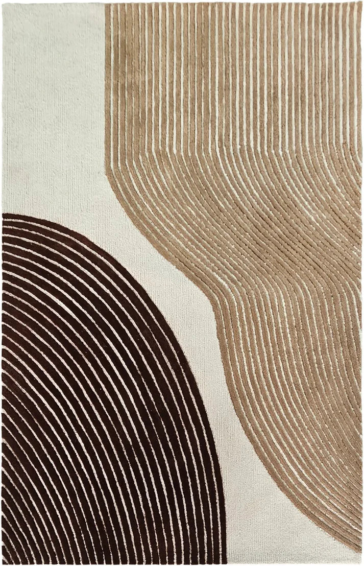 Brown & Beige Color Hand-Tufted 100% New Zealand Wool Rug