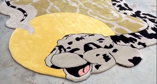 Yellow Python Hand-Tufted Irregular Rug