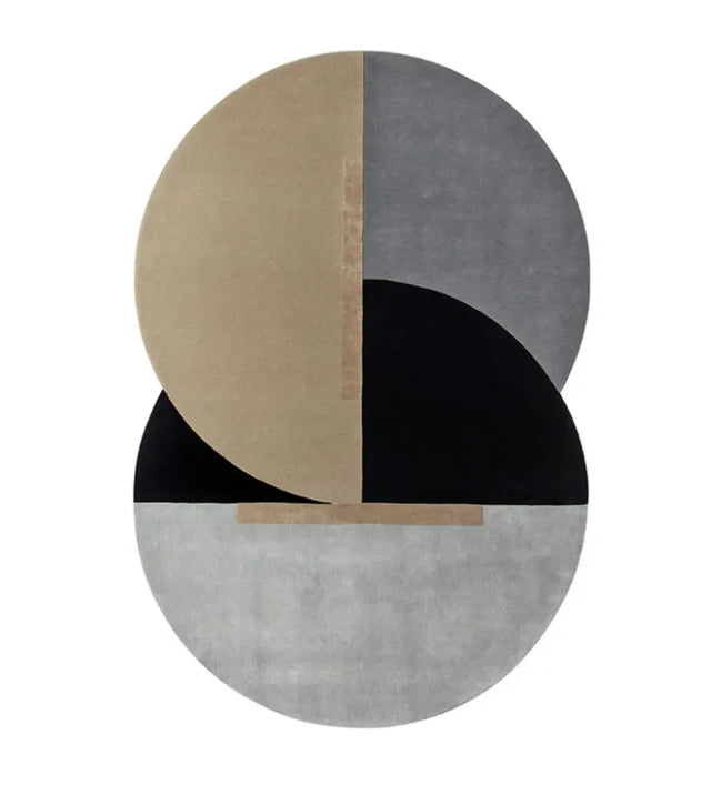 Grey Beige Color Premium Handmade Woolen Irregular Rug