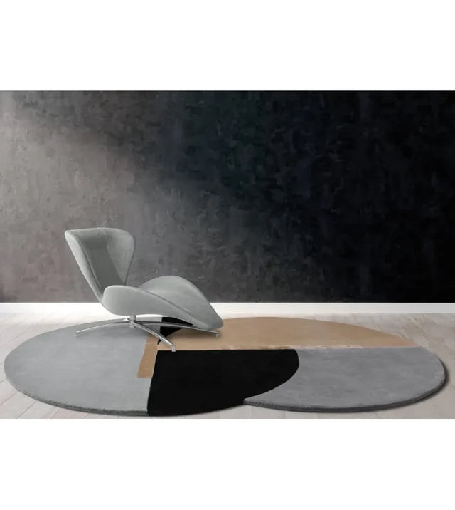 Grey Beige Color Premium Handmade Woolen Irregular Rug