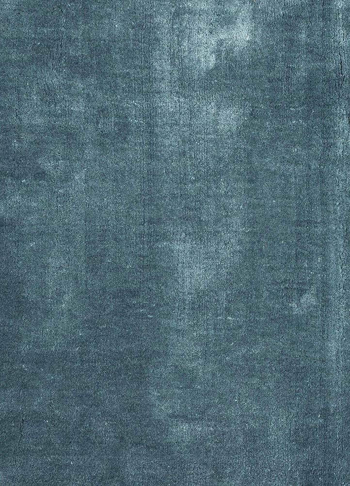 Steel Blue Feather Shine Viscose Silk Hand-Tufted Rug