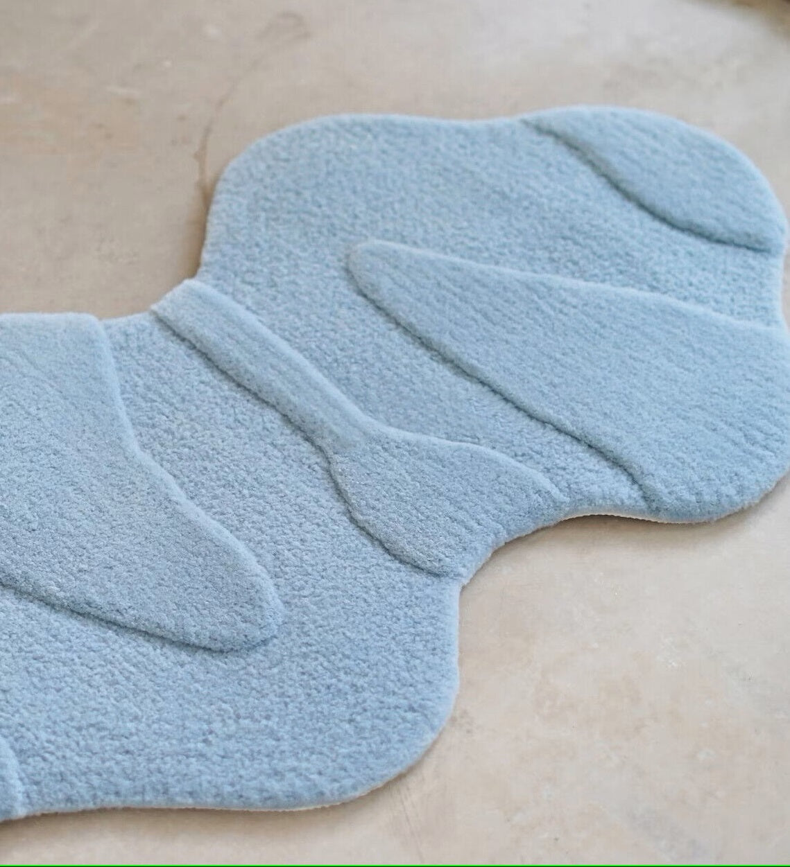 Light Blue Color Hand-Tufted Irregular Rug
