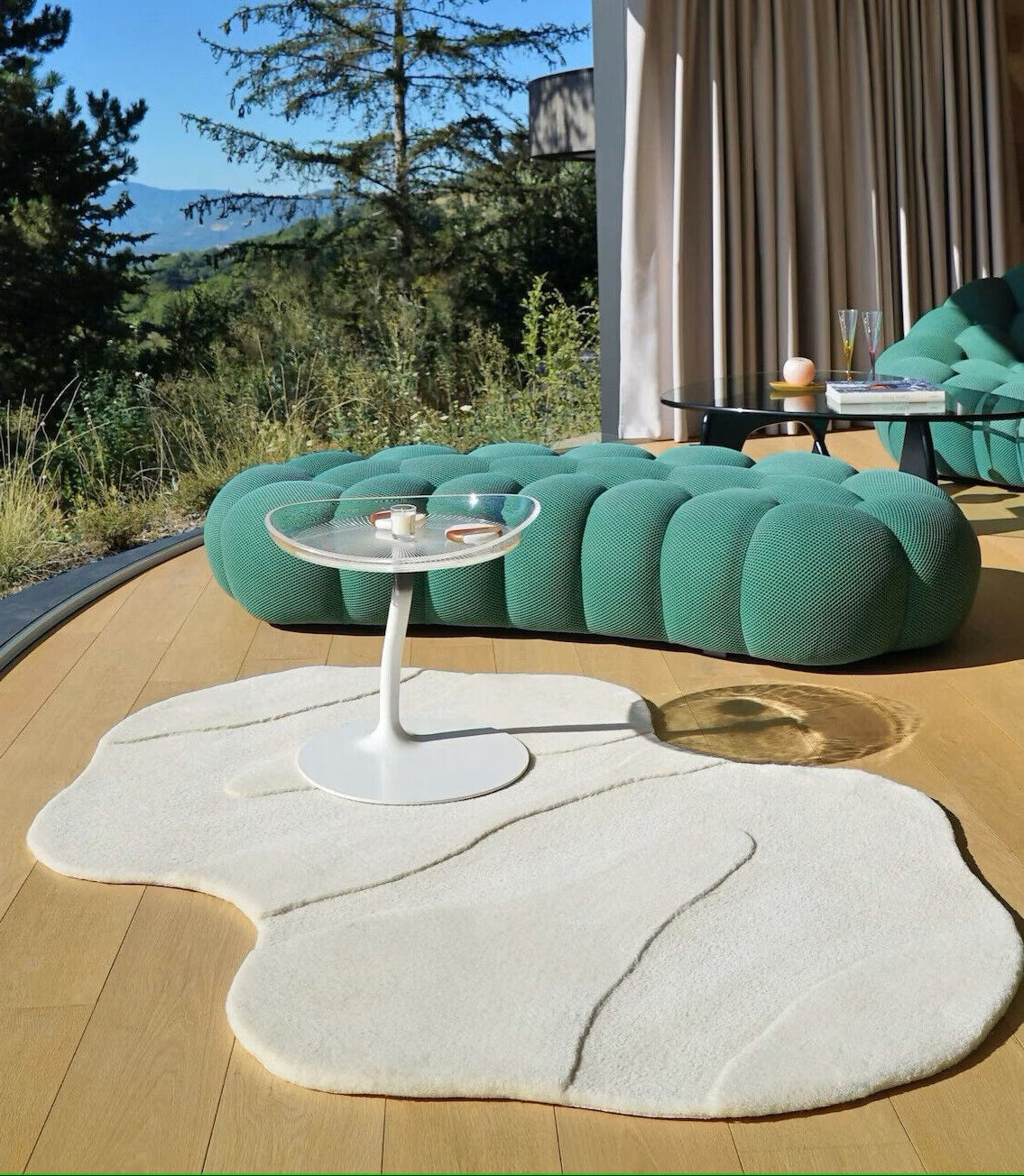 Ivory Color Hand-Tufted Irregular Rug