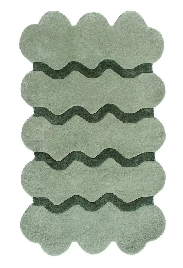 Green Color Premium Handmade Woolen Irregular Rug