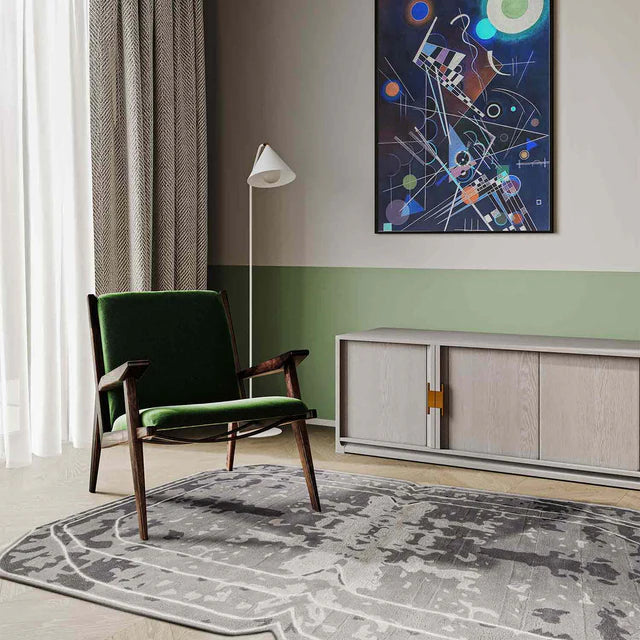 Grey Color Premium Handmade Woolen Irregular Rug