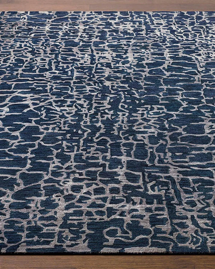 Beige & Blue Color Hand-Tufted 100% New Zealand Wool Rug