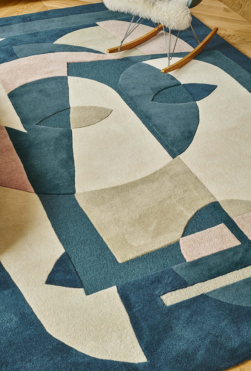 Sculpture Blue Wool Hand-tufted Carpet & Rug