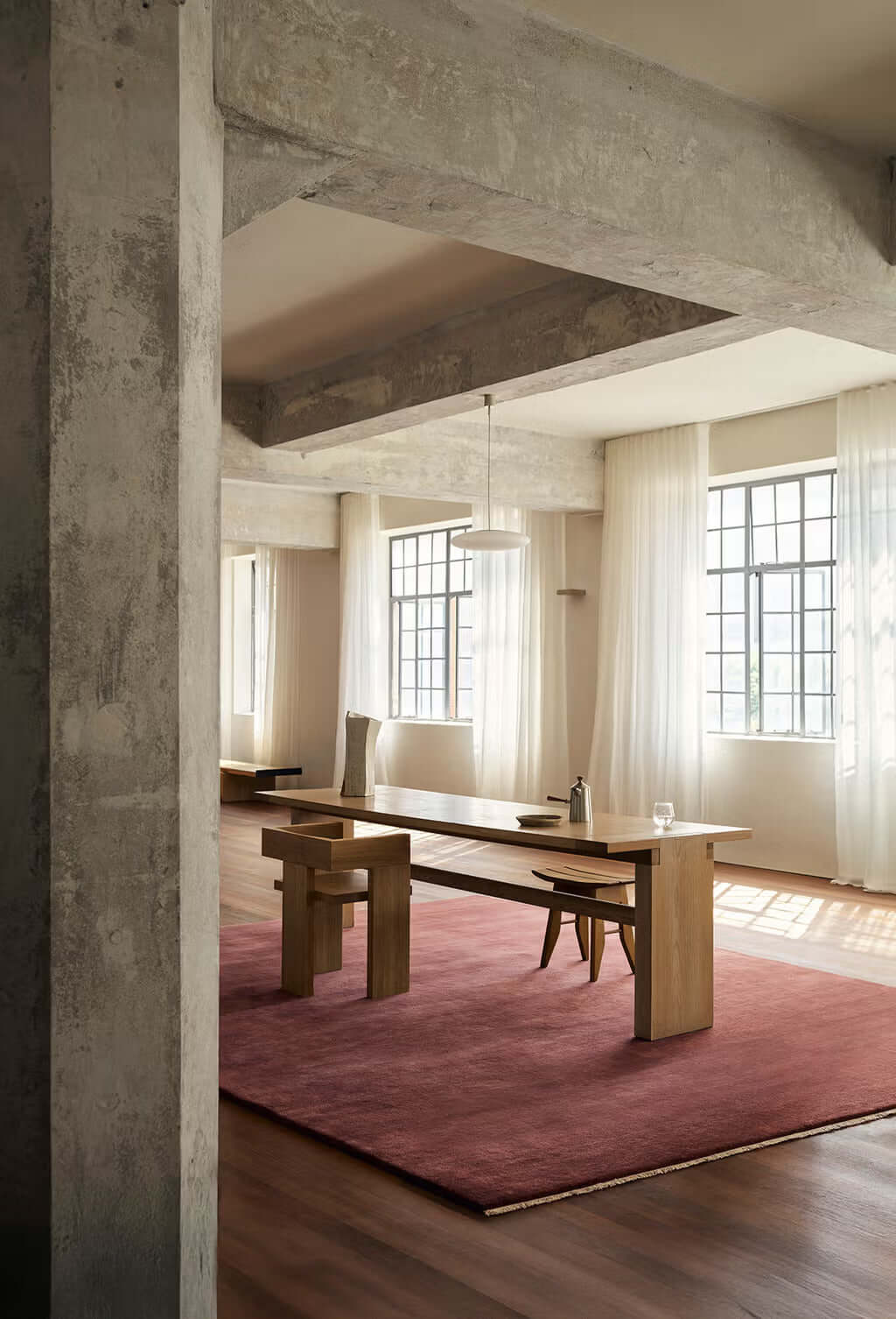 Burgendy Hand-Tufted Wool Carpet & Rug