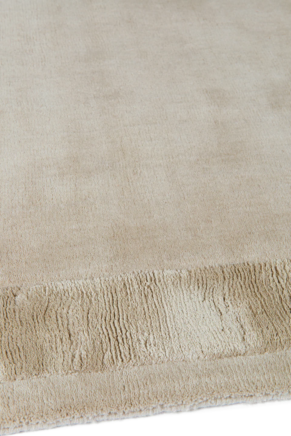 Beige Wool & Silk Hand-tufted Carpet & Rug