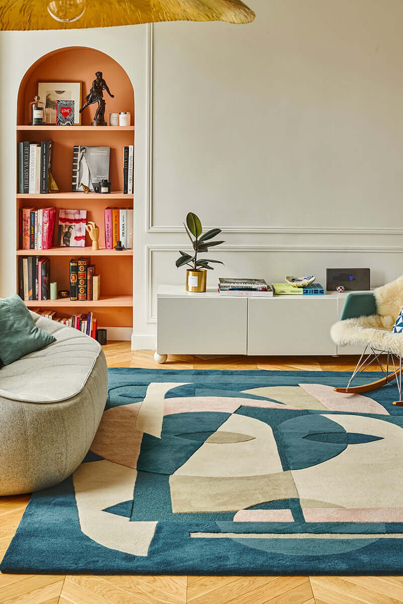 Sculpture Blue Wool Hand-tufted Carpet & Rug