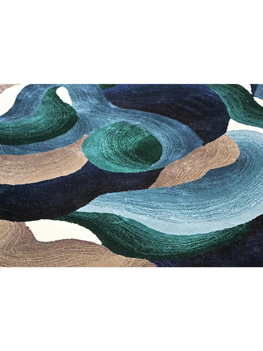 Fragmented Geo Viscose & Wool Carpet & Rug