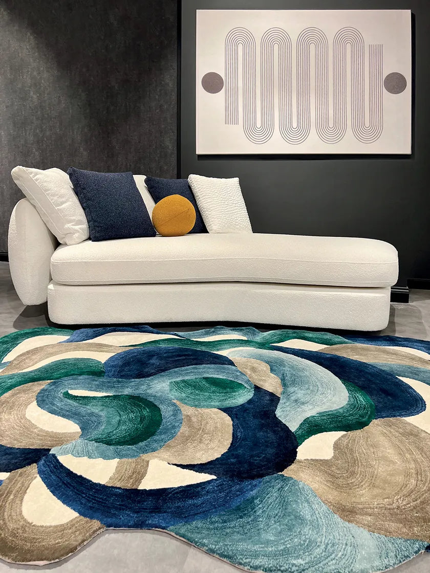Fragmented Geo Viscose & Wool Carpet & Rug