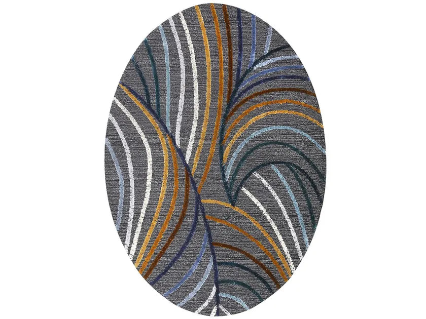 Asymmetric Wave Viscose & Wool Carpet & Rug