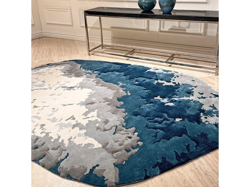 Slate Grey Viscose & Wool Carpet & Rug