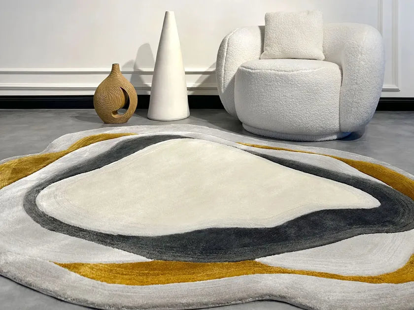 Golden Amber Viscose & Wool Carpet & Rug
