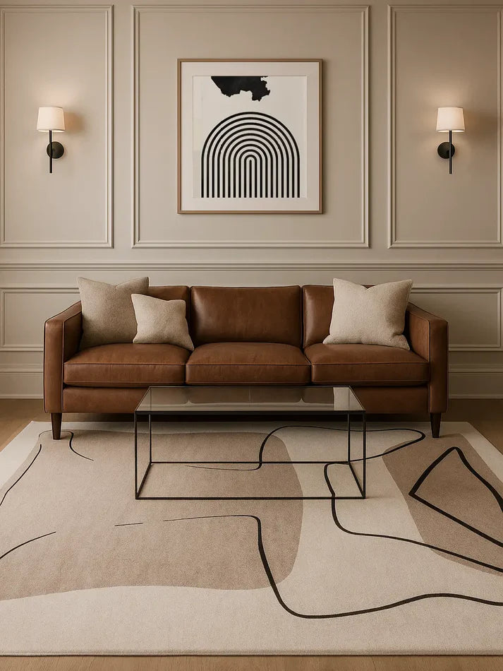 Beige & Ivory Color Hand-Tufted 100% New Zealand Wool Rug