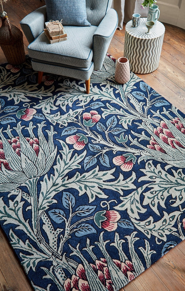 Modern Botanical Foliage Hand-Tufted Rug